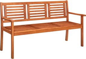 vidaXL Banco de jardim 3 lugares 150 cm madeira de eucalipto maciça