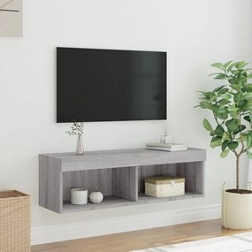 Móvel de TV com luzes LED 100x30x30 cm cinzento sonoma