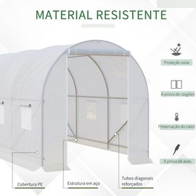 Estufa de Jardim 350x200x200 cm Estufa de Túnel com Porta Enrolável e