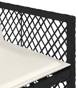 15 pcs conjunto de jantar p/jardim com almofadões vime PE preto