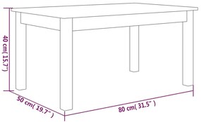 Mesa de centro 80x50x40 cm madeira de pinho maciça branco