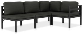 4 pcs conjunto lounge jardim com almofadões alumínio antracite