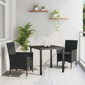 vidaXL Conjunto de Jantar de Jardim com 3 Peças e Almofadas