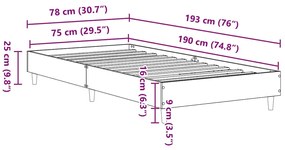 Estrutura de cama sem colchão 75x190 cm madeira velha