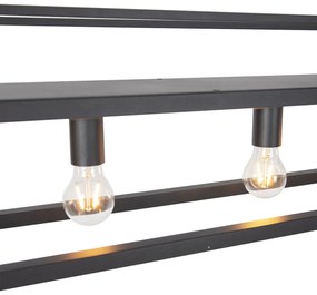 Candeeiro de suspensão industrial preto com rack 4 luzes - Cage Rack Industrial