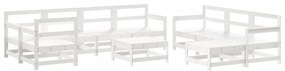 10pcs conjunto lounge jardim c/almofadões madeira maciça branco