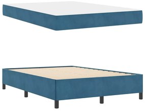 Estrutura da Cama Azul Escuro e Branco 160 x 200 cm Veludo