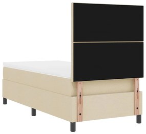 Cama Box com Colchão e Luz LED Creme 90x200 cm Tecido