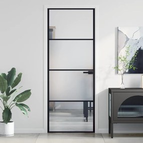 Porta interior 76x201,5 cm vidro temperado e alumÃnio preto