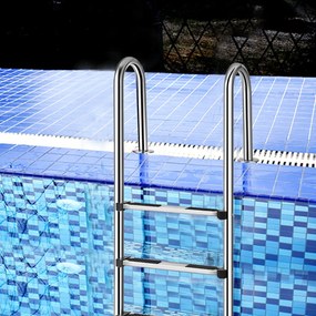 Escada para piscina com 3 degraus antiderrapantes Escada inox 304 para piscina enterrada 55 x 25 x 132,5 cm
