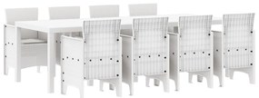 vidaXL Conjunto de Jantar para Jardim 9 pcs Branco Rattan Polt