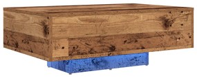Mesa de Centro vidaXL com Luzes LED Madeira Antiga 85x55x31 cm