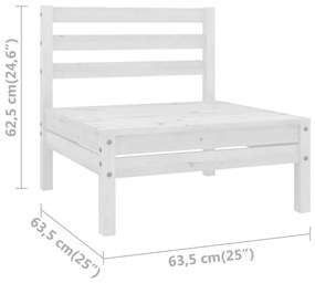 Sofá de centro para jardim madeira de pinho maciça branco