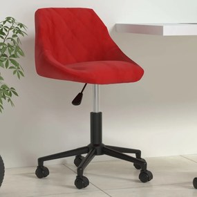 Cadeira de escritório giratória veludo vermelho tinto