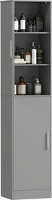 Armário de casa de banho 40 x 35 x 180 cm tipo coluna com 2 portas e 4 prateleiras ajustáveis, cinzento