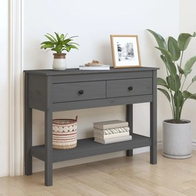 vidaXL Mesa consola 100x35x75 cm madeira de pinho maciça cinzento