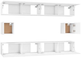 Conjunto móveis de TV 6 pcs madeira processada branco