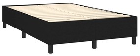 Cama box spring c/ colchão e LED 120x200 cm tecido preto