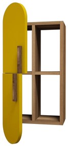 Prateleira de Parede Rose – Nogueira e Amarelo – 35x60x22 cm
