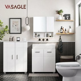 Armário de casa de banho com prateleiras reguláveis 60 x 30 x 82 cm Branco