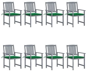 vidaXL Cadeiras de jardim c/ almofadões 8 pcs acácia maciça cinzento