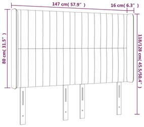 Cabeceira cama c/ luzes LED veludo 147x16x118/128cm cinza-claro