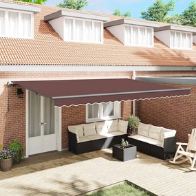 vidaXL Toldo retrátil manual 500x300 cm castanho