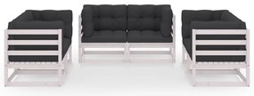 6 pcs conjunto lounge de jardim com almofadões pinho maciço