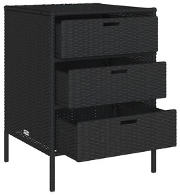 Armário de arrumação para jardim 55x59x80 cm vime PE preto