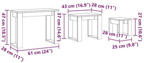 Mesas de encastrar 3 pcs derivados de madeira madeira velha