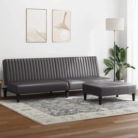 vidaXL 2 pcs conjunto de sofás couro artificial cinzento