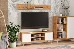 Móvel TV 155 cm cor carvalho artesanal/branco