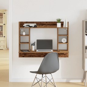 vidaXL Secretária Montada na Parede Carvalho Antigo 105x48x75 cm Madeira Engenheirada
