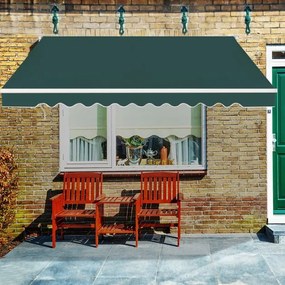 Toldo retrátil 3,6 x 3 m em alumínio com manivela e poliéster impermeável para exterior Verde