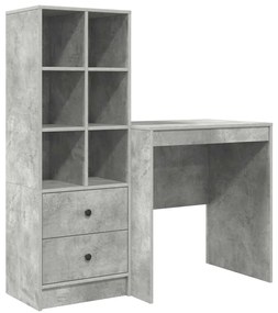 Mesa com Armazenamento Cinza Concreto Madeira Derivada