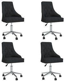 vidaXL Cadeiras de jantar giratórias 4 pcs tecido preto