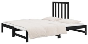 Sofá-cama de puxar 2x(90x200) cm pinho maciço preto