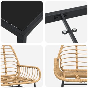 Conjunto de Jantar de Jardim 5 Peças Castanho Vime PE