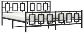 Estrutura de cama com cabeceira e pés 193x203 cm metal preto