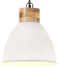 vidaXL Candeeiro teto industrial 46cm E27 ferro branco/madeira maciça
