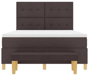 Cama Box com Colchão e Banco vidaXL Marrom Escuro 140x190 cm Tecido