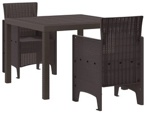 Conjunto de Jantar para Jardim 3 pcs Castanho 100 x 100 x 73 cm