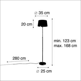 Candeeiro de pé ouro / latão com cortina preta ajustável 35 cm - Parte Clássico / Antigo