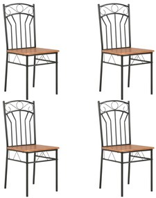 vidaXL Cadeiras de jantar 4 pcs MDF castanho