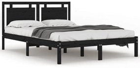 Estrutura de cama 200x200 cm madeira maciça preto