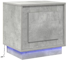 Criado-mudo com Luzes LED Cinza Betão 44x34,5x45 cm