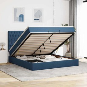 vidaXL Estrutura de cama otomana com colchão 160x200 cm tecido azul