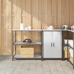 vidaXL Conjunto de Armazenamento de Cozinha com prateleira 2 pcs Prata