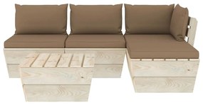 5 pcs conjunto lounge de paletes + almofadões madeira de abeto