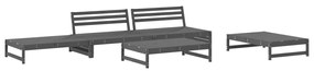 5pcs conjunto lounge jardim com almofadões madeira maciça cinza